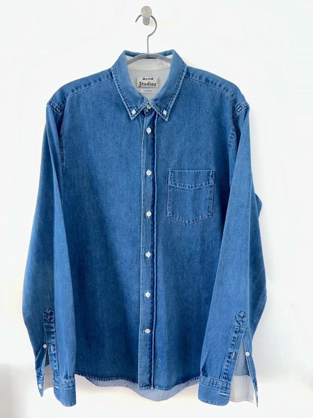 Acne Studios Classic Denim Button-Down Shirt in Blue